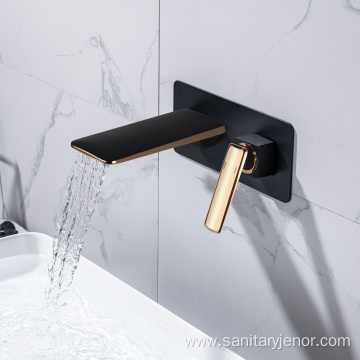 Modern Luxury Brass Wall Mounted Waterfall Basin Faucet